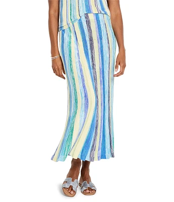 NIC + ZOE Coast Crush Stripe Knit Fit-And-Flare Coordinating Skirt