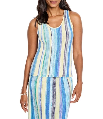 NIC + ZOE Coast Crush Stripe Knit Scoop Neck Sleeveless Coordinating Tank