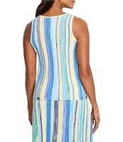 NIC + ZOE Coast Crush Stripe Knit Scoop Neck Sleeveless Coordinating Tank