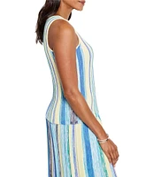 NIC + ZOE Coast Crush Stripe Knit Scoop Neck Sleeveless Coordinating Tank