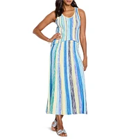 NIC + ZOE Coast Crush Stripe Knit Scoop Neck Sleeveless Coordinating Tank