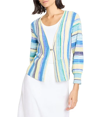 NIC + ZOE Coast Crush Stripe V-Neck Bracelet Sleeve Cardigan