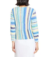 NIC + ZOE Coast Crush Stripe V-Neck Bracelet Sleeve Cardigan