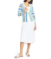 NIC + ZOE Coast Crush Stripe V-Neck Bracelet Sleeve Cardigan