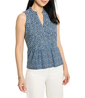NIC + ZOE Coastal Geo Split Neck Sleeveless Peplum Tank