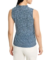NIC + ZOE Coastal Geo Split Neck Sleeveless Peplum Tank