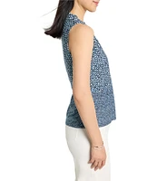 NIC + ZOE Coastal Geo Split Neck Sleeveless Peplum Tank