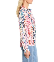 NIC + ZOE Color Wash Point Collar Long Sleeve Button Front Shirt