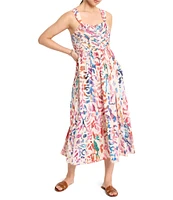 NIC + ZOE Color Wash Sarah Square Neck Sleeveless Fit-And-Flare Midi Dress
