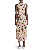 NIC + ZOE Colorfield Print Split V-Neck Sleeveless Ruffle Dress