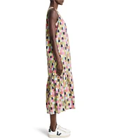 NIC + ZOE Colorfield Print Split V-Neck Sleeveless Ruffle Dress