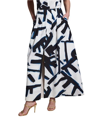 NIC + ZOE Coordinating Iconic Letterpress Pleated Front Slit A-Line Maxi Skirt
