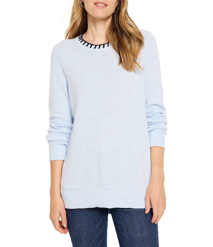 NIC + ZOE Cotton Cashmere Blend Knit Round Neck Long Sleeve Sweater