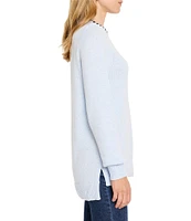 NIC + ZOE Cotton Cashmere Blend Knit Round Neck Long Sleeve Sweater