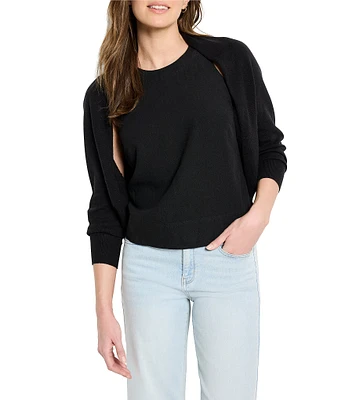 NIC + ZOE Cotton Cashmere Blend Open Front Long Sleeve Shrug Cardigan