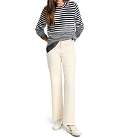 NIC + ZOE Cotton Cashmere Blend Stripe Round Neck Long Sleeve Sweater