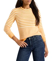 NIC + ZOE Cotton Cashmere Blend Stripe Round Neck Long Sleeve Sweater