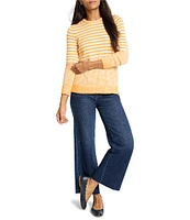 NIC + ZOE Cotton Cashmere Blend Stripe Round Neck Long Sleeve Sweater