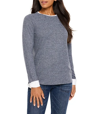 NIC + ZOE Cozy Cuffed Double Layer Round Neck Long Sleeve Top