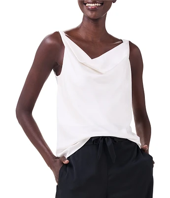 NIC + ZOE Crepe Drape Cowl Neck Sleeveless Tank Top