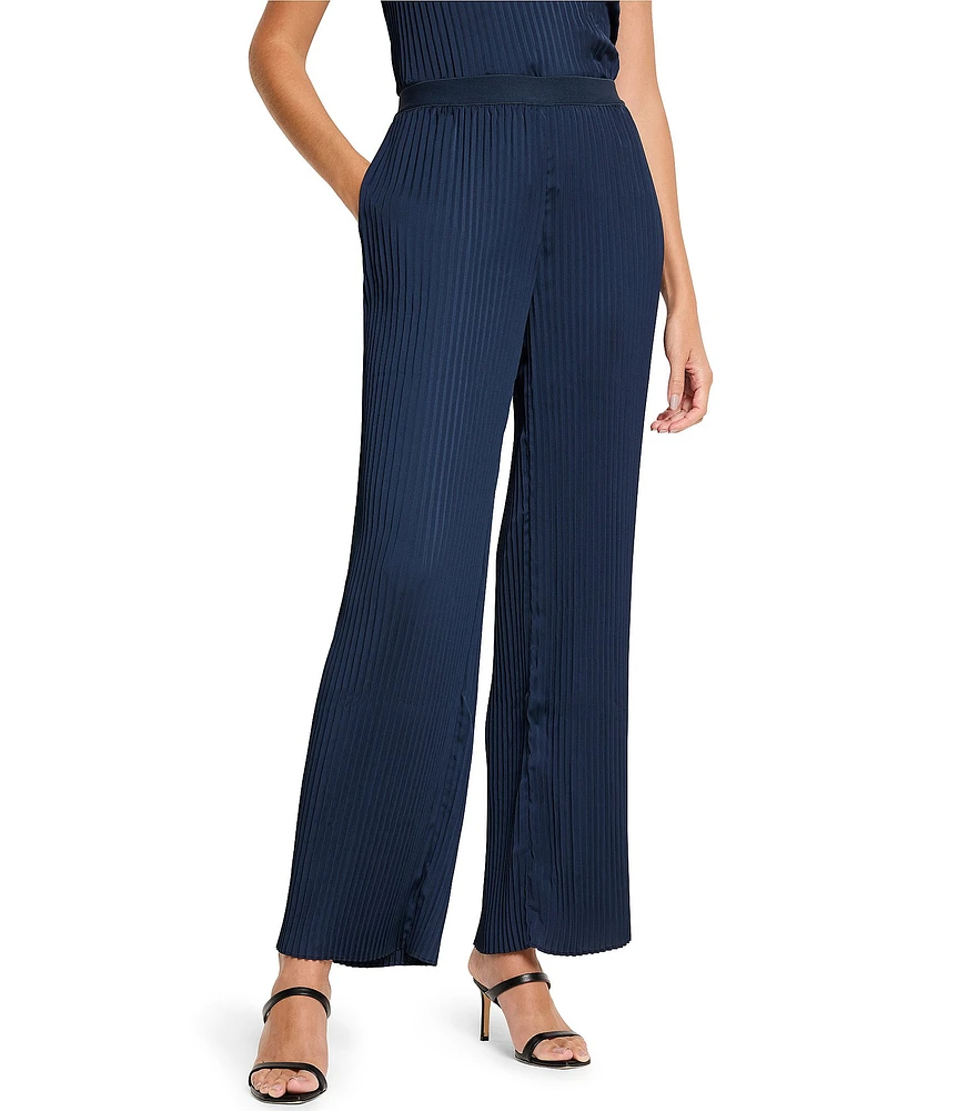 NIC + ZOE Crinkle Crepe Flat Front Wide Leg Pull-On Pants