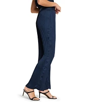 NIC + ZOE Crinkle Crepe Flat Front Wide Leg Pull-On Pants