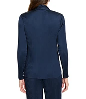 NIC + ZOE Crinkle Crepe V-Neck Long Sleeve Button Front Shirt