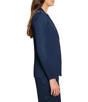 NIC + ZOE Crinkle Crepe V-Neck Long Sleeve Button Front Shirt