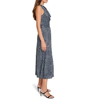 NIC + ZOE Dani Time Warp Woven Cowl Neck Sleeveless Midi Dress