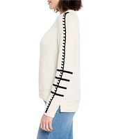 NIC + ZOE Dashing Down Knit Round Neck Long Sleeve Sweater