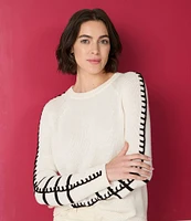 NIC + ZOE Dashing Down Knit Round Neck Long Sleeve Sweater