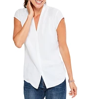 NIC + ZOE Day To Night Woven V-Neck Cap Sleeve High-Low Hem Top
