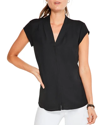 NIC + ZOE Day To Night Woven V-Neck Cap Sleeve High-Low Hem Top