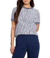 NIC + ZOE Demi Jacquard Crew Neck Short Sleeve Sweater Tee