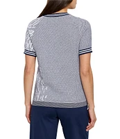 NIC + ZOE Demi Jacquard Crew Neck Short Sleeve Sweater Tee