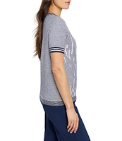 NIC + ZOE Demi Jacquard Crew Neck Short Sleeve Sweater Tee