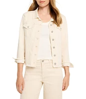 NIC + ZOE Denim Collar Neck Long Sleeve Raw Hem Jacket