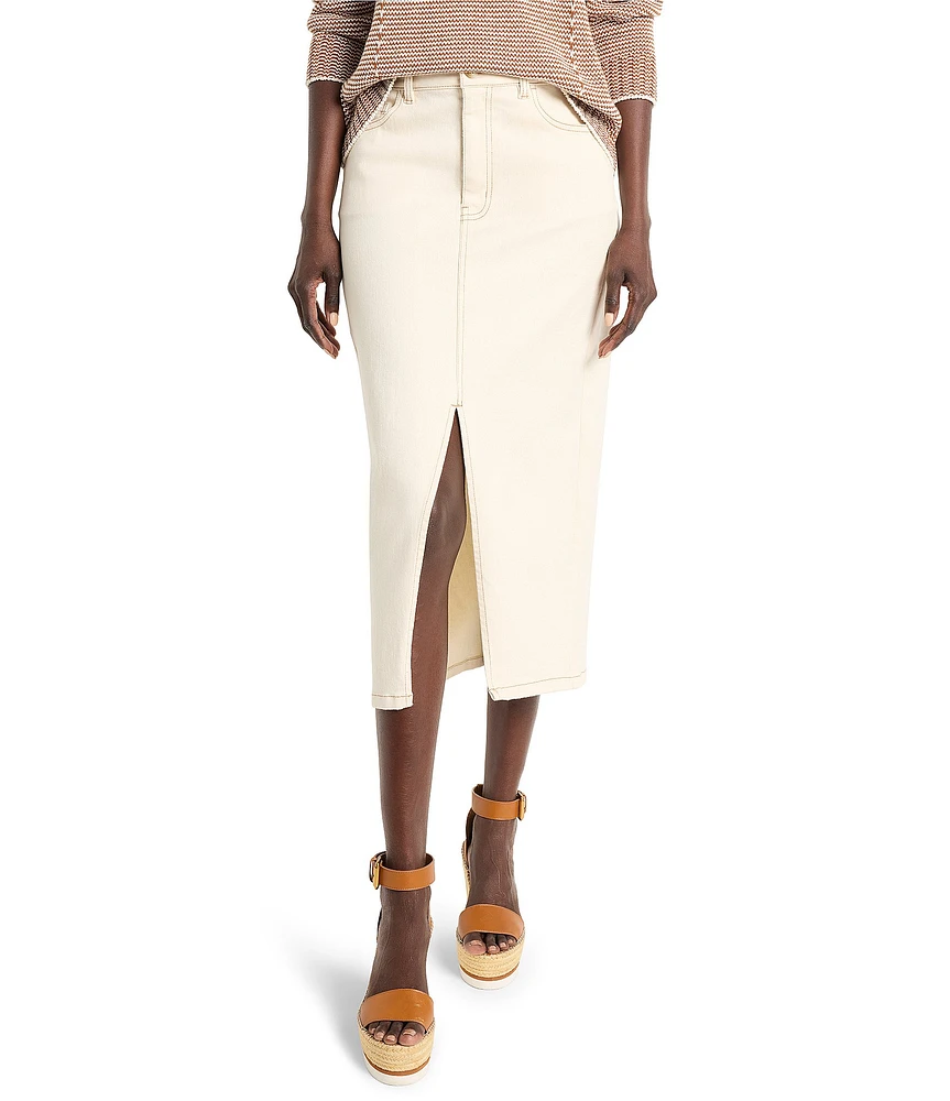 NIC + ZOE Denim Front Slit Midi Skirt