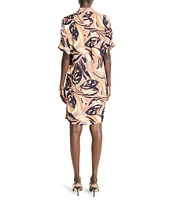 NIC + ZOE Devon Terracotta Tropical Garden Point Collar Short Sleeve Shirt Dress