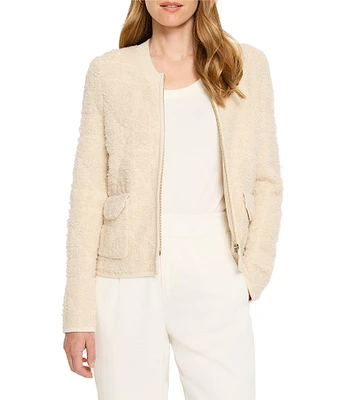 NIC + ZOE Diamond Detail Round Neck Long Sleeve Sherpa Jacket