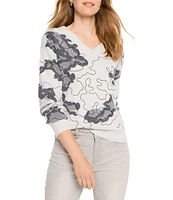 NIC + ZOE Direction Drift Knit V-Neck Long Sleeve Sweater