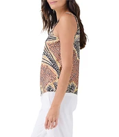 NIC + ZOE Dotty Palm Printed Knit Round Neck Sleeveless Tank