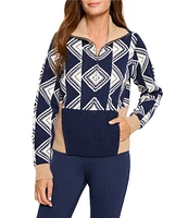 NIC + ZOE Double Diamond Half Zip Long Sleeve Pullover