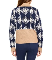 NIC + ZOE Double Diamond Half Zip Long Sleeve Pullover