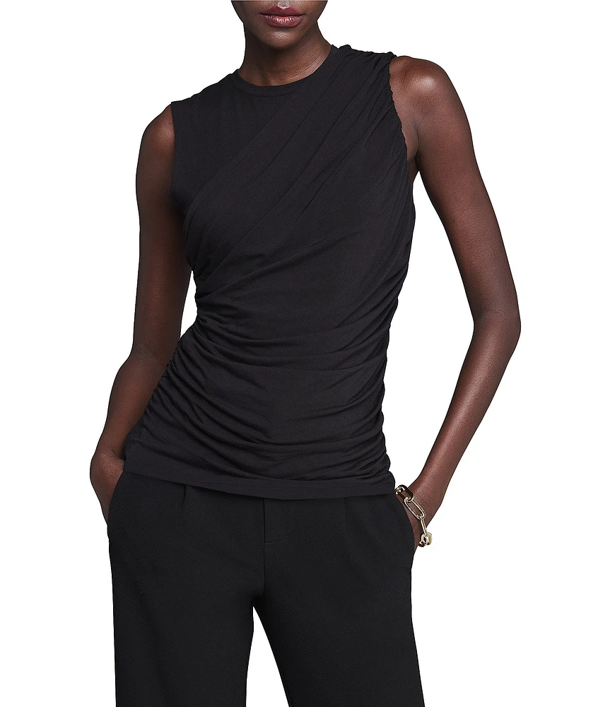 NIC + ZOE Dramatically Draped Jersey Round Neck Sleeveless Tank