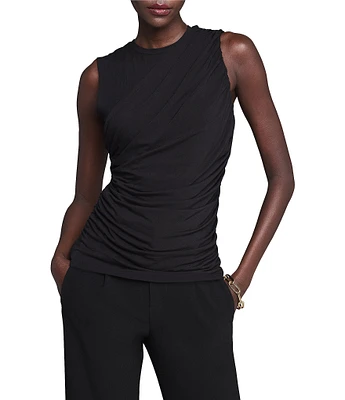 NIC + ZOE Dramatically Draped Jersey Round Neck Sleeveless Tank