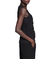 NIC + ZOE Dramatically Draped Jersey Round Neck Sleeveless Tank