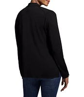 NIC + ZOE Drapey Tencel Knit-In Pintuck Collar Neck Long Sleeve Shirt