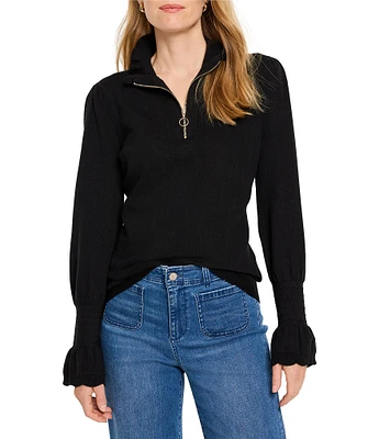 NIC + ZOE Easy Charm Half Zip Collar Long Sleeve Ruffle Trim Sweater