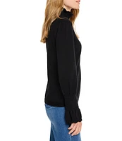 NIC + ZOE Easy Charm Half Zip Collar Long Sleeve Ruffle Trim Sweater